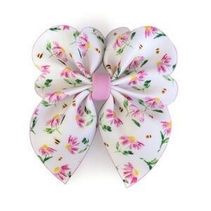 Floral Pink Bow Hair Clip